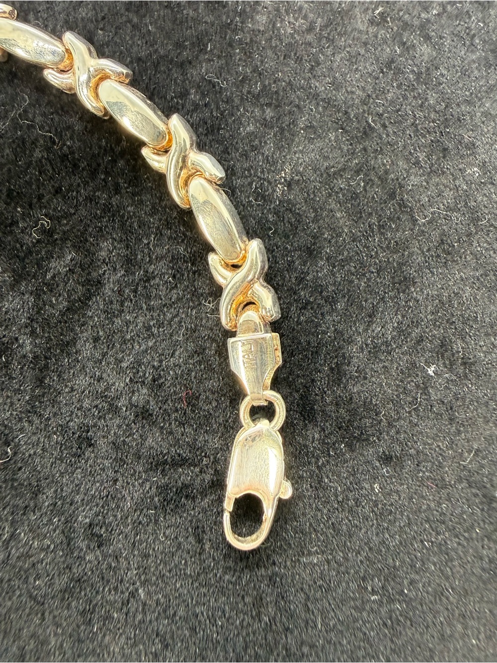 Italy 925 Sterling Silver Two Tone X Link Bracelet 6.75” - Picture 3 of 6